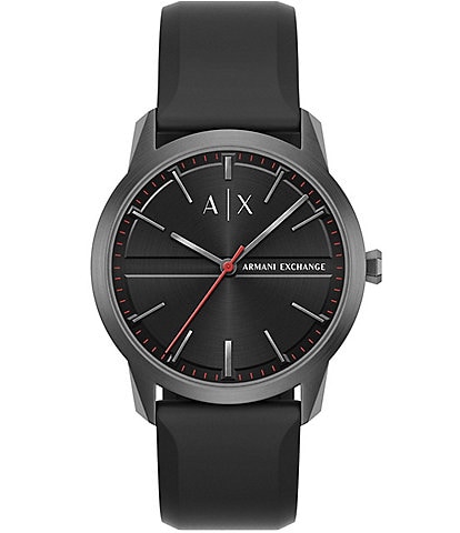 Armani Exchange Men's Lexon Quartz Three-Hand Black Silicone Strap Watch