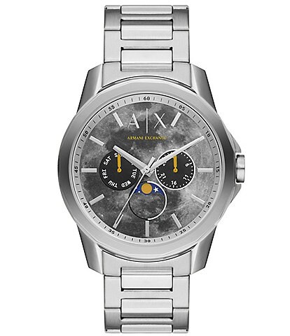Armani Exchange Men's Moonphase Multifunction Stainless Steel Bracelet Watch