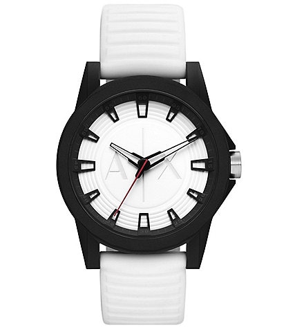 Armani Exchange Men's Outerbanks Three-Hand White Silicone Strap Watch