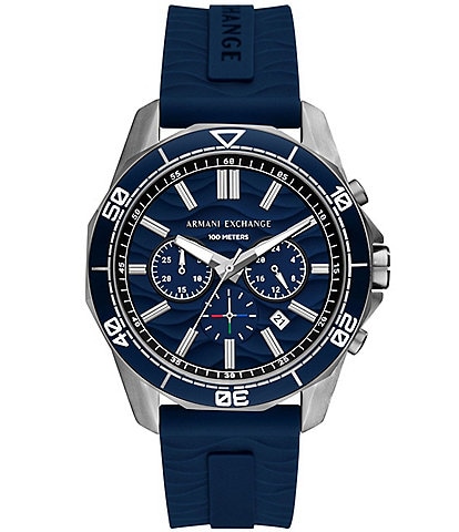 Armani Exchange Men's Quartz Chronograph Blue Silicone Strap Watch