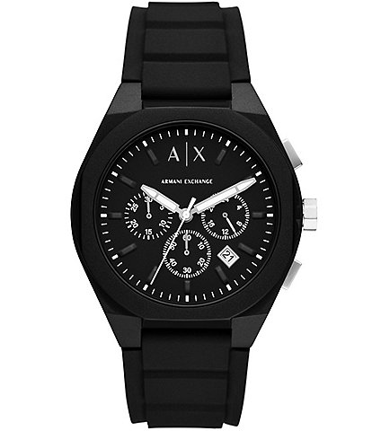 Armani Exchange Men's Rafael Chronograph Black Silicone Strap Watch