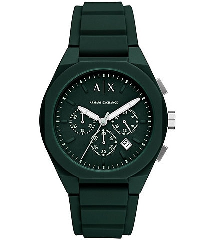 Armani Exchange Men's Rafael Chronograph Green Silicone Strap Watch