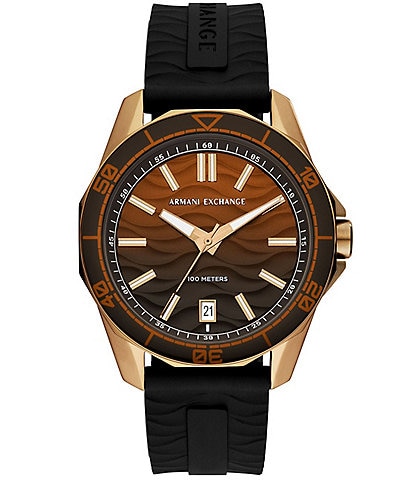 Armani Exchange Men's Spencer Three-Hand Date Black Silicone Strap Watch