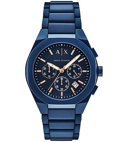 Armani Exchange Men's Sync Rd. Quartz Chronograph Blue Stainless Steel Bracelet Watch