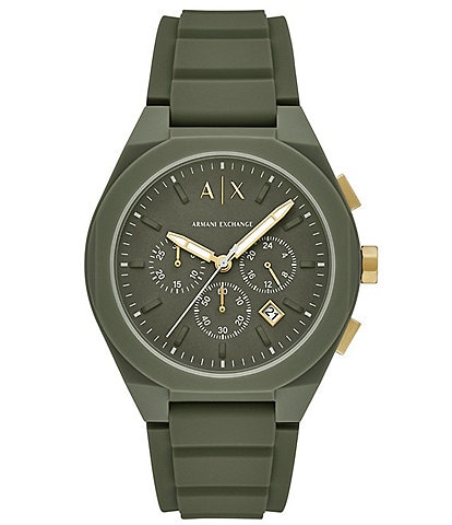 Armani Exchange Men's Sync Rd. Quartz Chronograph Green Silicone Strap Watch