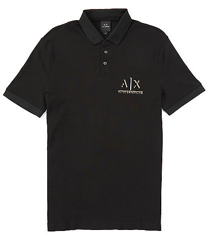 Armani Exchange Metallic Logo Short Sleeve Polo Shirt