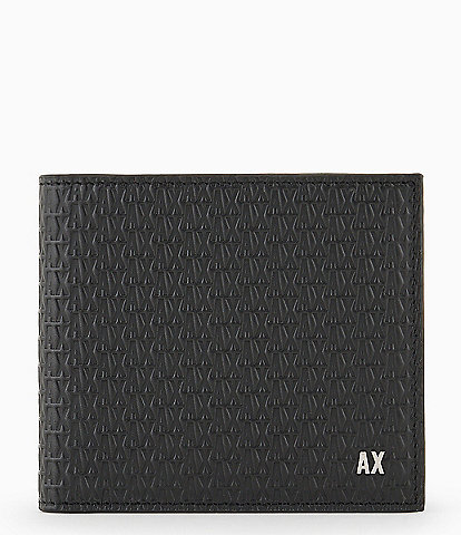 Armani Exchange Micro AX Embossed Bi-Fold Leather Wallet