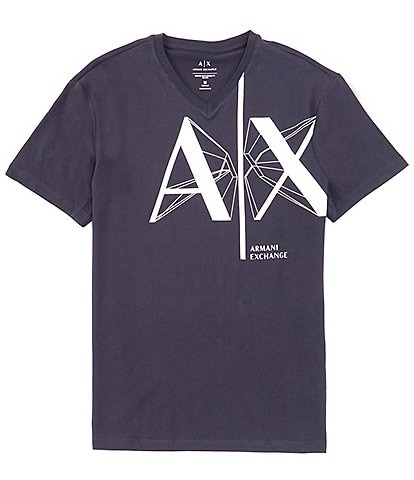Armani Exchange Oversized Logo Short Sleeve V-Neck T-Shirt