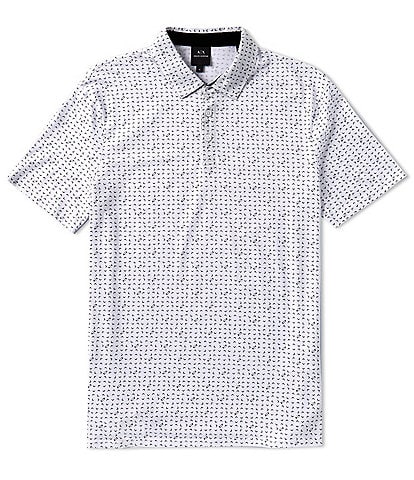 Armani Exchange Printed Logo Jersey Short Sleeve Polo Shirt
