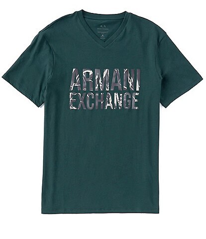 Armani Exchange Printed Logo Short Sleeve V-Neck Tee