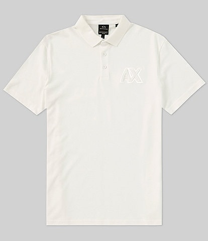 Armani Exchange Shiny Embossed Logo Short Sleeve Polo Shirt