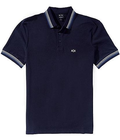 Armani Exchange Short Sleeve Solid Pique Polo Shirt