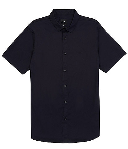 Armani Exchange Slim Fit AX Logo Short Sleeve Woven Shirt