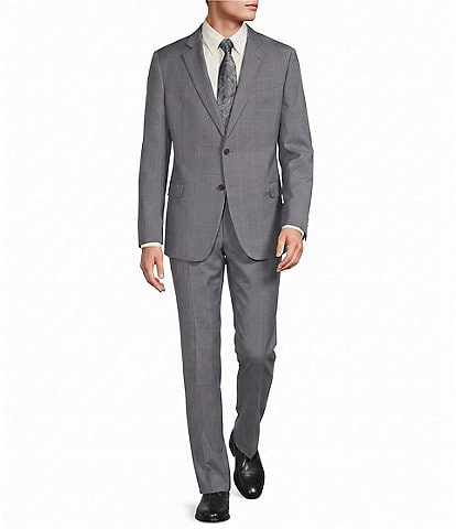 Armani Exchange Slim Fit Flat Front Plaid 2-Piece Suit