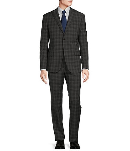 Armani Exchange Slim Fit Flat Front Plaid Pattern 2-Piece Suit