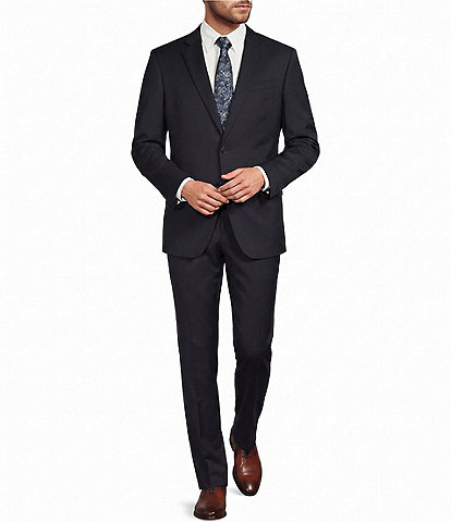 Armani Exchange Slim Fit Flat Front Solid 2-Piece Suit
