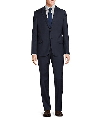 Armani Exchange Slim Fit Flat Front Windowpane Pattern 2-Piece Suit