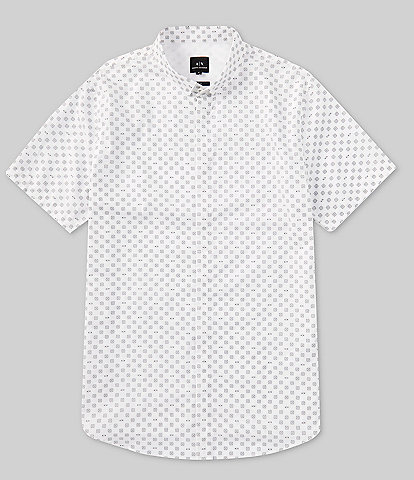 Armani Exchange Slim-Fit Geo Printed Poplin Short Sleeve Woven Shirt