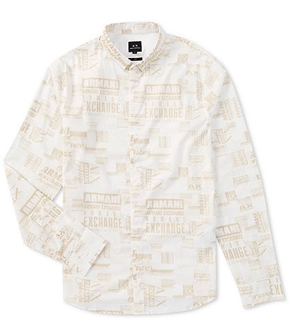 Armani Exchange Slim-Fit Printed Poplin Long Sleeve Woven Shirt