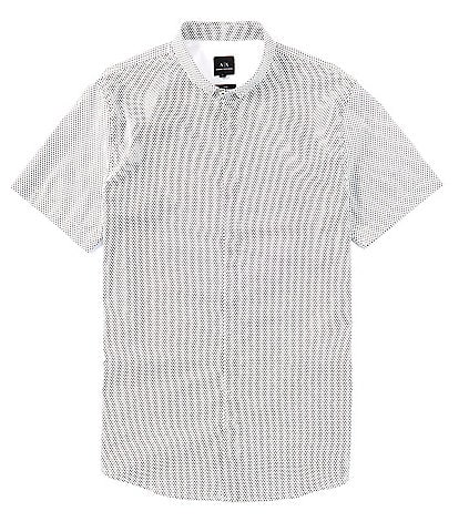 Armani Exchange Slim Fit Printed Poplin Short Sleeve Woven Shirt