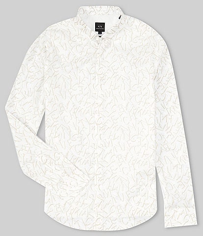 Armani Exchange Slim-Fit Stretch Printed Poplin Long Sleeve Woven Shirt