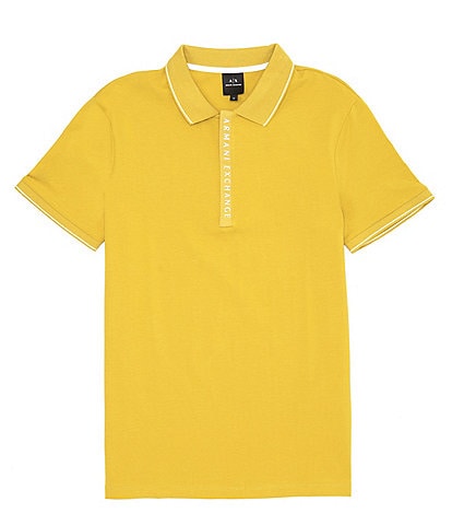 Armani Exchange Slim Fit Zip Placket Short Sleeve Polo Shirt