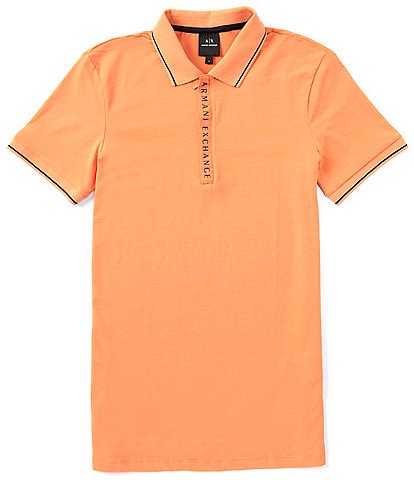 Armani Exchange Slim Fit Zipper Logo Short Sleeve Polo Shirt