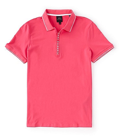 Armani Exchange Slim-Fit Zipper Logo Short-Sleeve Polo Shirt