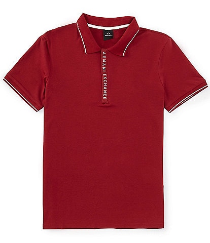 Armani Exchange Slim Fit Zipper Logo Short Sleeve Polo Shirt