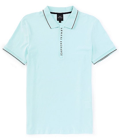 Armani Exchange Slim Fit Zipper Logo Short Sleeve Polo Shirt