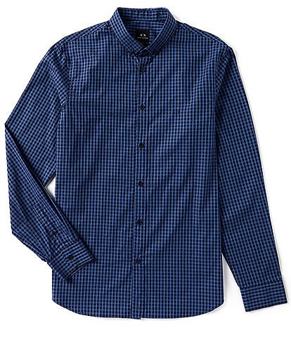Armani Exchange Small Check Long Sleeve Woven Shirt