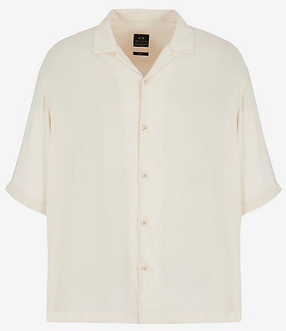 Armani Exchange Solid Short Sleeve Woven Camp Shirt