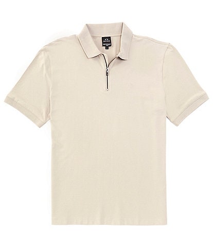 Armani Exchange Stretch Quarter-Zip Short Sleeve Polo Shirt