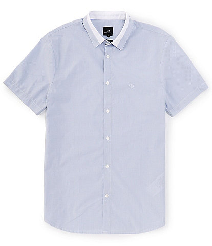 Armani Exchange Stripe Short Sleeve Woven Shirt