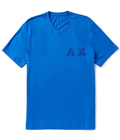 Armani Exchange Terry Cloth Logo Short Sleeve V-Neck T-Shirt