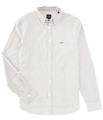 Armani Exchange Vertical Stripe Long Sleeve Woven Shirt