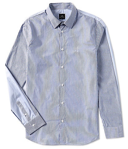 Armani Exchange Vertical Stripe Long Sleeve Woven Shirt