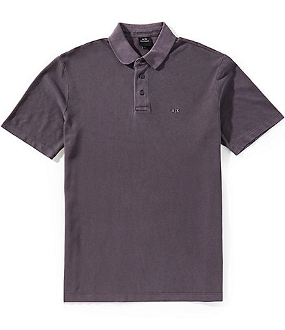 Armani Exchange Washed Pique Short Sleeve Polo Shirt