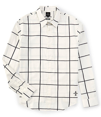 Armani Exchange Windowpane Long Sleeve Woven Shirt