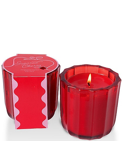 Aromatique Sugared Cherry Ribbed Glass Candle, 8 oz.