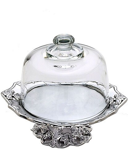 Arthur Court Fleur de Lis Footed Plate with Glass Dome