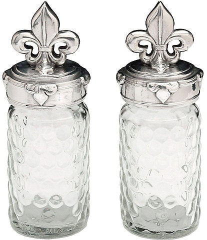 Arthur Court Fleur-de-Lis Honeycomb Glass Salt & Pepper Shaker Set