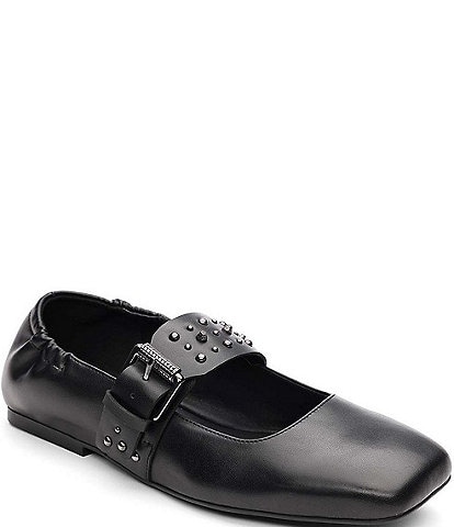 ASH Beverly Studded Leather Mary Jane Flats