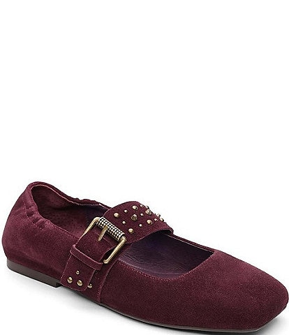 ASH Beverly Suede Studded Mary Jane Flats