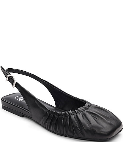 ASH Bibi Ruched Leather Slingback Ballet Flats