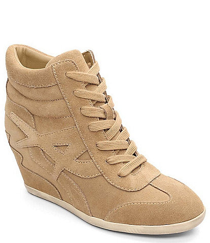 ASH Boradia Suede Lace Up High Wedge Sneakers