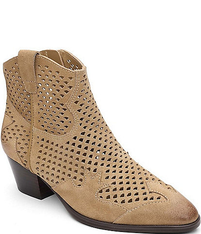 ASH Flare Leather Open Weave Western Booties