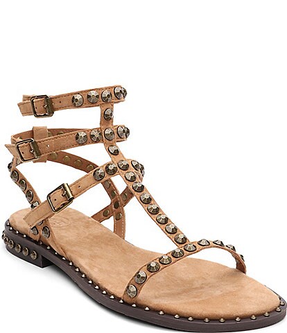 Play 2 Suede Studded Gladiator Flat Sandals - Moka Mou