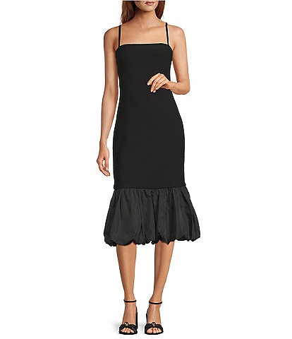ASTR the Label Brittnea Square Neck Spaghetti Straps Bubble Hem Bodycon Dress