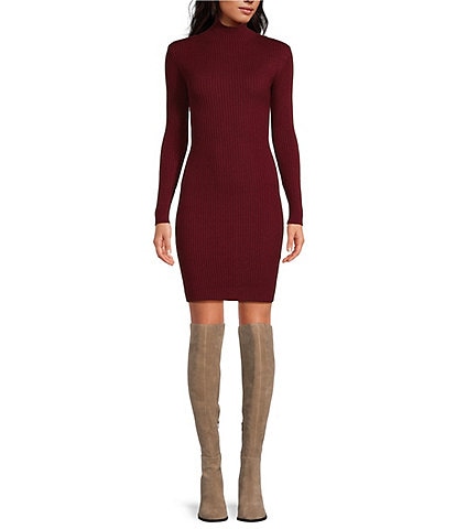 ASTR the Label Gwendolyn Ribbed Knit Turtleneck Long Sleeve Sweater Dress